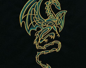 Celtic Knotwork Dragon metallic  bath hand towel custom embroidered personalized