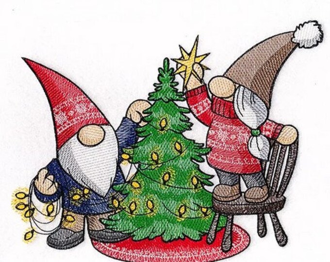Christmas tree Gnomes bath hand towel bathroom decor custom embroidered personalized