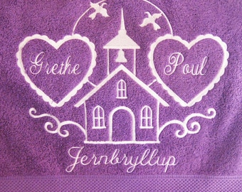 Wedding Chapel Monogram hand towel set custom embroidered personalized