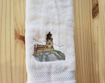 Split Rock Lighthouse hand towel set custom embroidered personalized