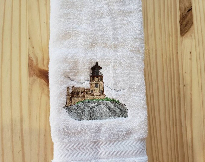 Split Rock Lighthouse hand towel set custom embroidered personalized