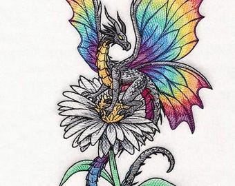 Rainbow dragon butterfly bath hand towel custom embroidered personalized