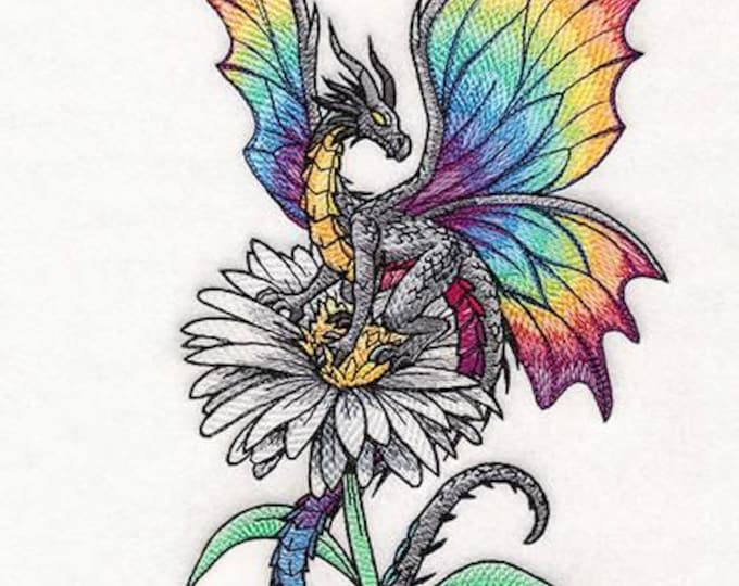 Rainbow dragon butterfly bath hand towel custom embroidered personalized