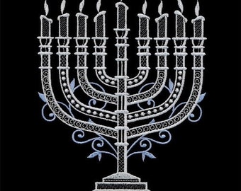 Hanukkah Menorah festival of lights hand towel set custom embroidered personalized