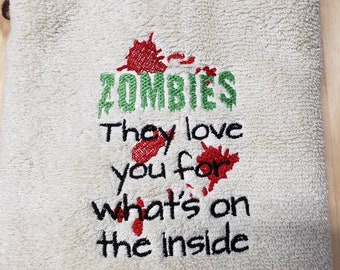 Zombie love bath hand towel set custom embroidered