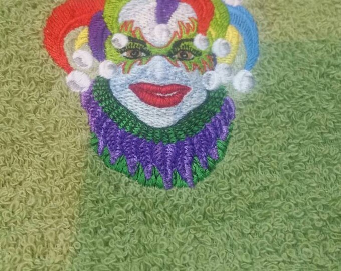 custom embroidered Mardi Gras Jester hand towel set