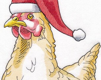 Christmas chicken rooster bird kitchen dish towel custom embroidered
