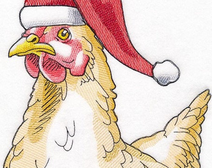 Christmas chicken rooster bird kitchen dish towel custom embroidered