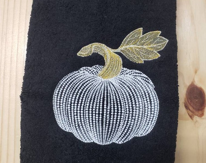 Halloween pumpkin metallic bath hand towel set custom embroidered