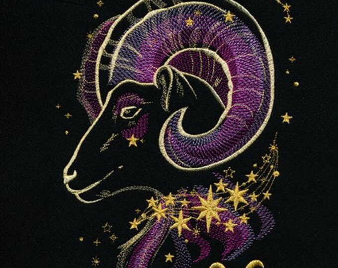 Aries Zodiac Constellation Astrology bath hand towel set custom embroidered