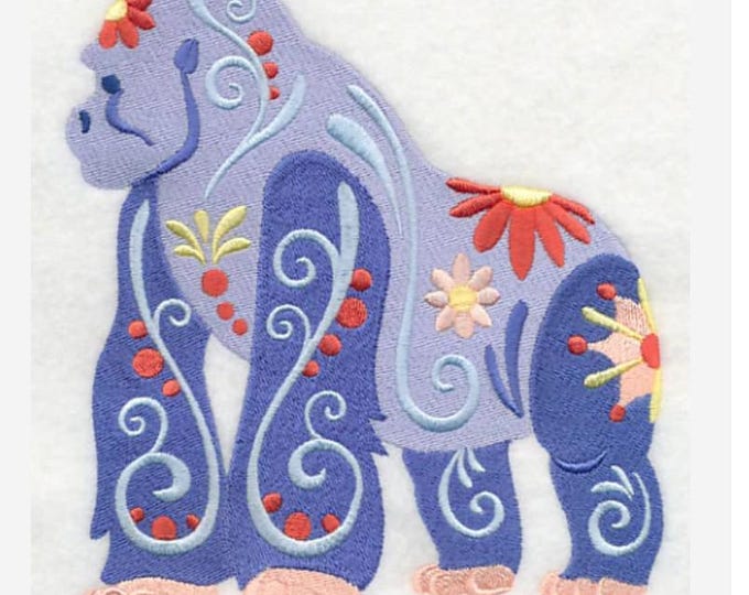 Gorilla animal  flower power bath hand towel set custom embroidered personalized