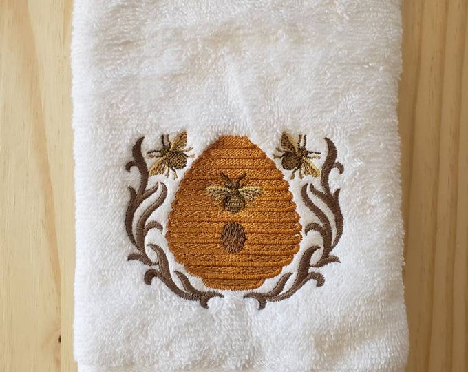 Bee beehive French Nepoleonic hand towel set custom embroidered