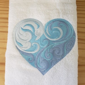 Baroque heart love bath  hand towel custom embroidered personalized