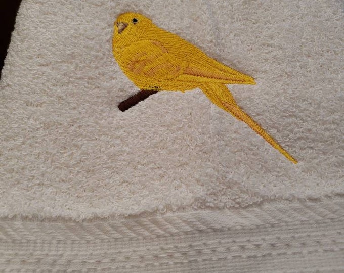 Yellow Parakeet Bird hand towel set custom embroidered personalized