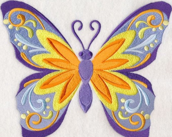 Butterfly flower power hand towel set custom embroidered personalized