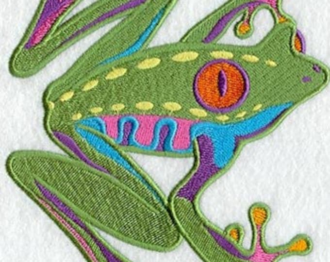 Caribbean Tree Frog on branch bath  hand towel set custom embroidered personalized