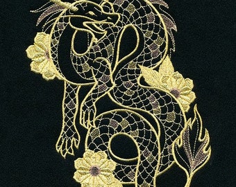 Golden Dragon metallic hand towel set custom embroidered