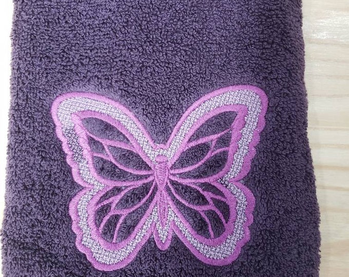 Butterfly hand towel set custom embroidered