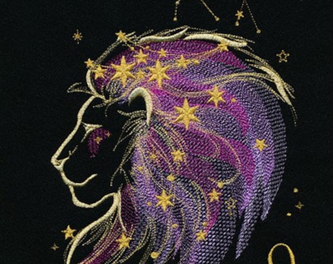 Leo Zodiac Constellation Astrology bath hand towel set custom embroidered