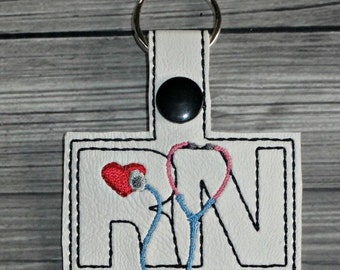 Nurse RN keychain snap tab