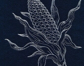 Autumn Corn on the cob kitchen dish towel custom embroidered