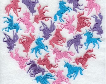 Unicorn heart love bath hand towel set custom embroidered personalized