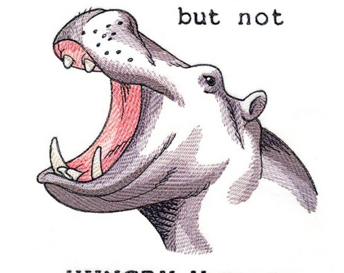 custom embroidered hungry hippo set of 2 kitchen dish towels