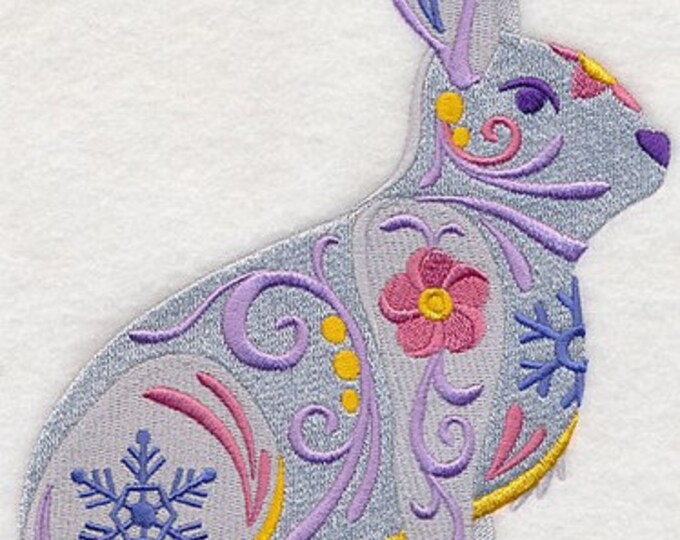 Snowshoe Rabbit animal  flower power bath hand towel set custom embroidered personalized