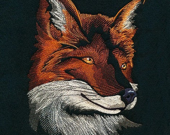 Realistic shimmering Fox hand towel set custom embroidered personalized