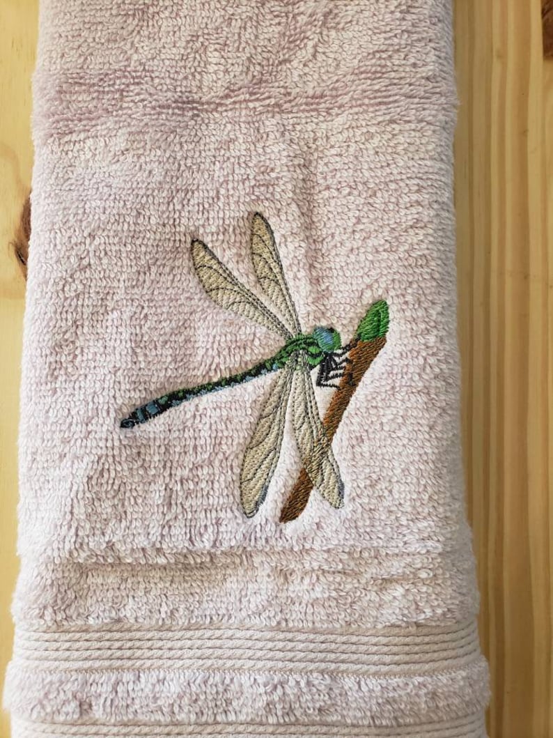 Dragonfly Hand Towel Set Custom Embroidered Personalized Etsy