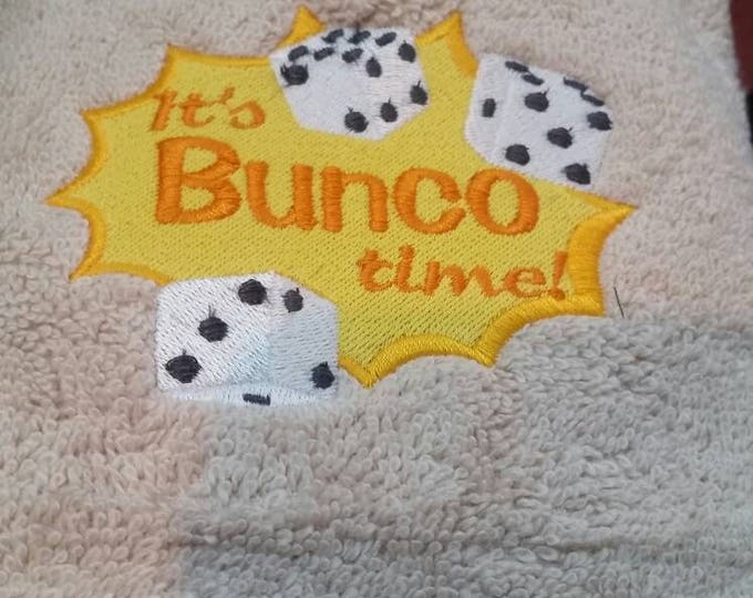 Bunco dice game bath hand towel set custom embroidered