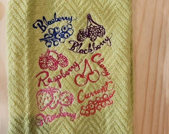 Summer fruit strawberry blackberry kitchen dish towel set