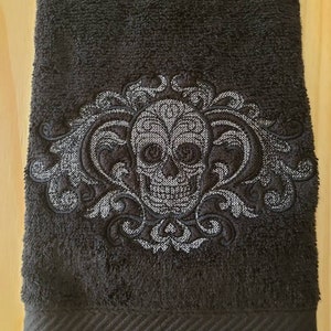 Gothic Skull Embroidery Hand Towel Set