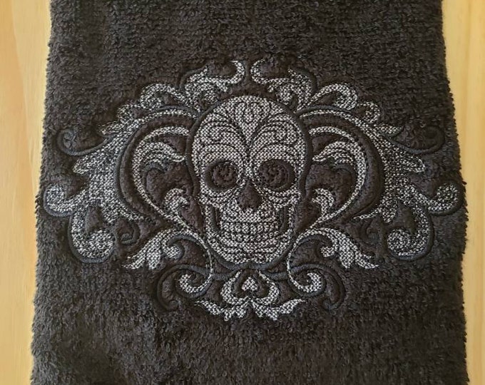 Baroque Skull crest hand towel set custom embroidered personalized