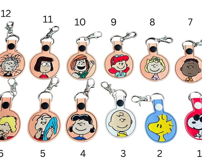 Snoopy beagle dog Peanuts gang inspired keychain bag tag choice
