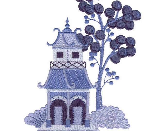Pagoda flowers hand towel set custom embroidered personalized