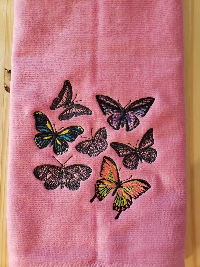 Fluttering Butterflies set of 2 hand towels custom embroidered Etsy