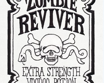 Zombie reviver apothecary kitchen dish hand towel custom embroidered