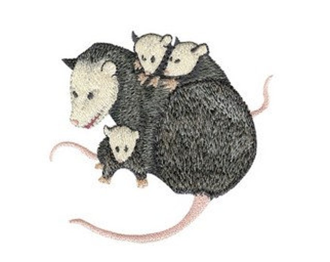 Opossum and babies bath decor hand towel set custom embroidered personalized