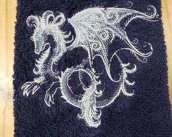 Frost Dragon bath kitchen  hand towel set custom embroidered