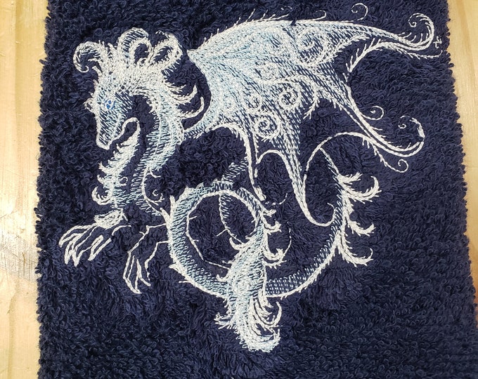 Frost Dragon bath kitchen  hand towel set custom embroidered