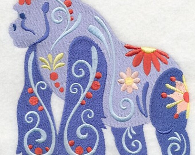 Gorilla animal  flower power bath hand towel set custom embroidered personalized