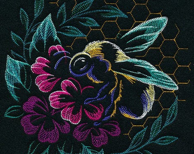 Bee flower boom bath hand towel set custom embroidered