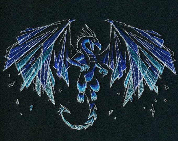 Icy Winter Dragon bath hand towel set custom embroidered