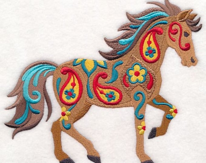 Horse flower power hand towel set custom embroidered personalized