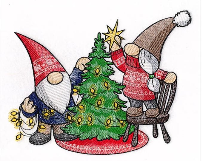 Christmas tree Gnomes bath hand towel bathroom decor custom embroidered personalized