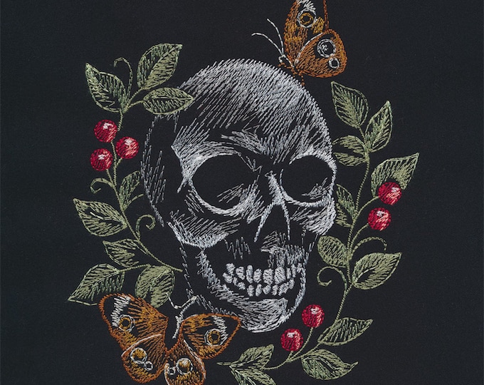 Spooky Skull Butterfly Moth hand towel set custom embroidered personalized