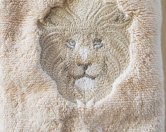 Safari lion head hand towel set custom embroidered personalized