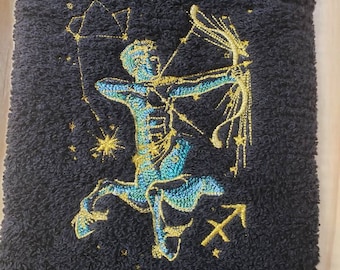 Sagittarius Zodiac Constellation Astrology bath hand towel set custom embroidered