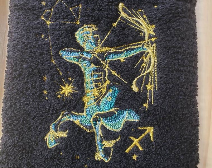 Sagittarius Zodiac Constellation Astrology bath hand towel set custom embroidered